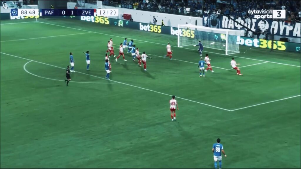 Pafos FC in actie tijdens een eerdere Europese wedstrijd