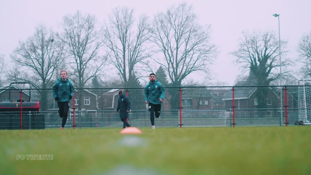 Spelers van FC Twente tijdens een eerdere training; archiefbeeld.